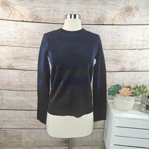 Tory Burch Lurex‎ Sweater XS Sparkle Long Sleeve Knit Top Blue Black